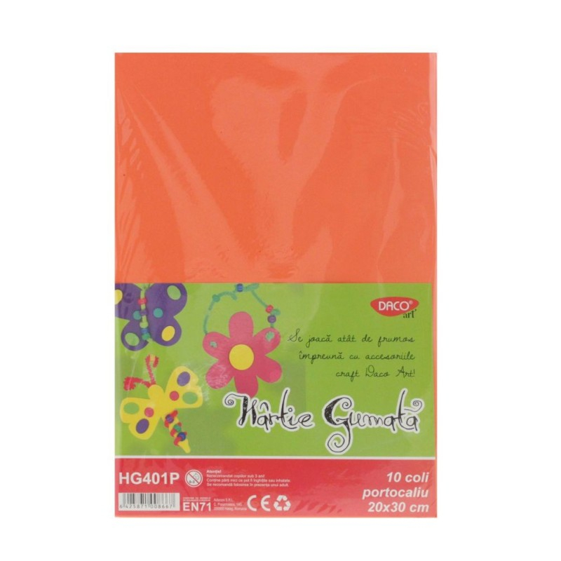 Hartie gumata 10 coli Portocaliu DACO HG401P [1]