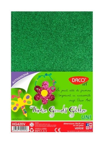 Hartie gumata autoadeziva glitter 10 coli Verde DACO HG420V [1]