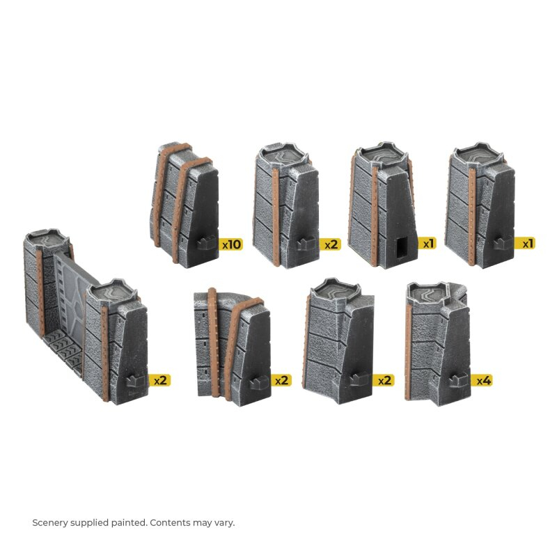 HexTech - Battlefield in a Box Terrain: Trinity City Fortress Walls (x24) - Grey [3]