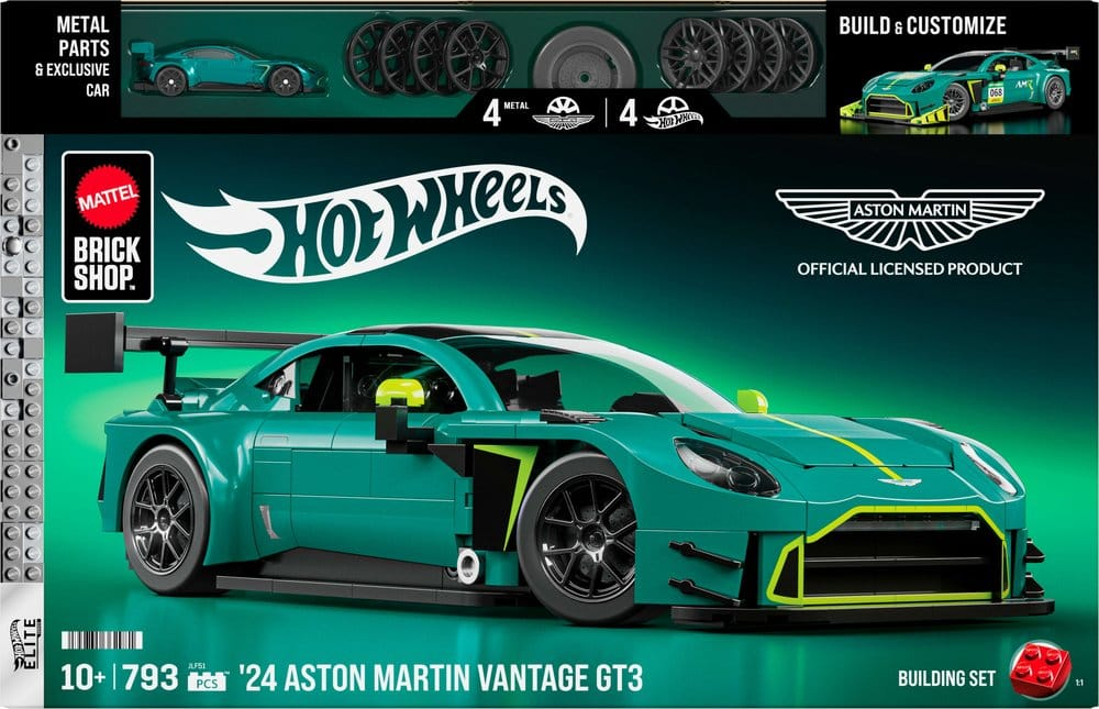 Hot Wheels Elite Mattel Brick Shop Building Set 1/16 '24 Aston Martin Vantage GT3 [5]