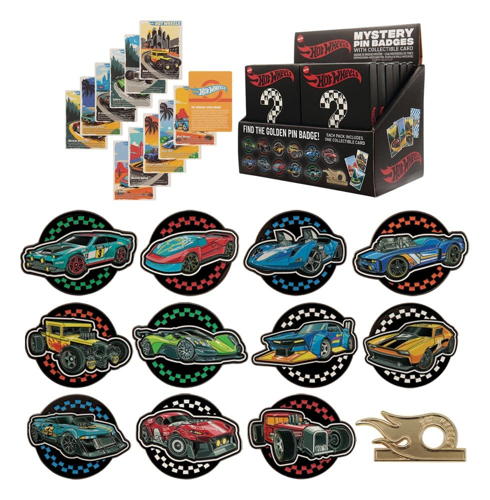 Hot Wheels Mystery Pin Badges Blind Box Display (12) [16]