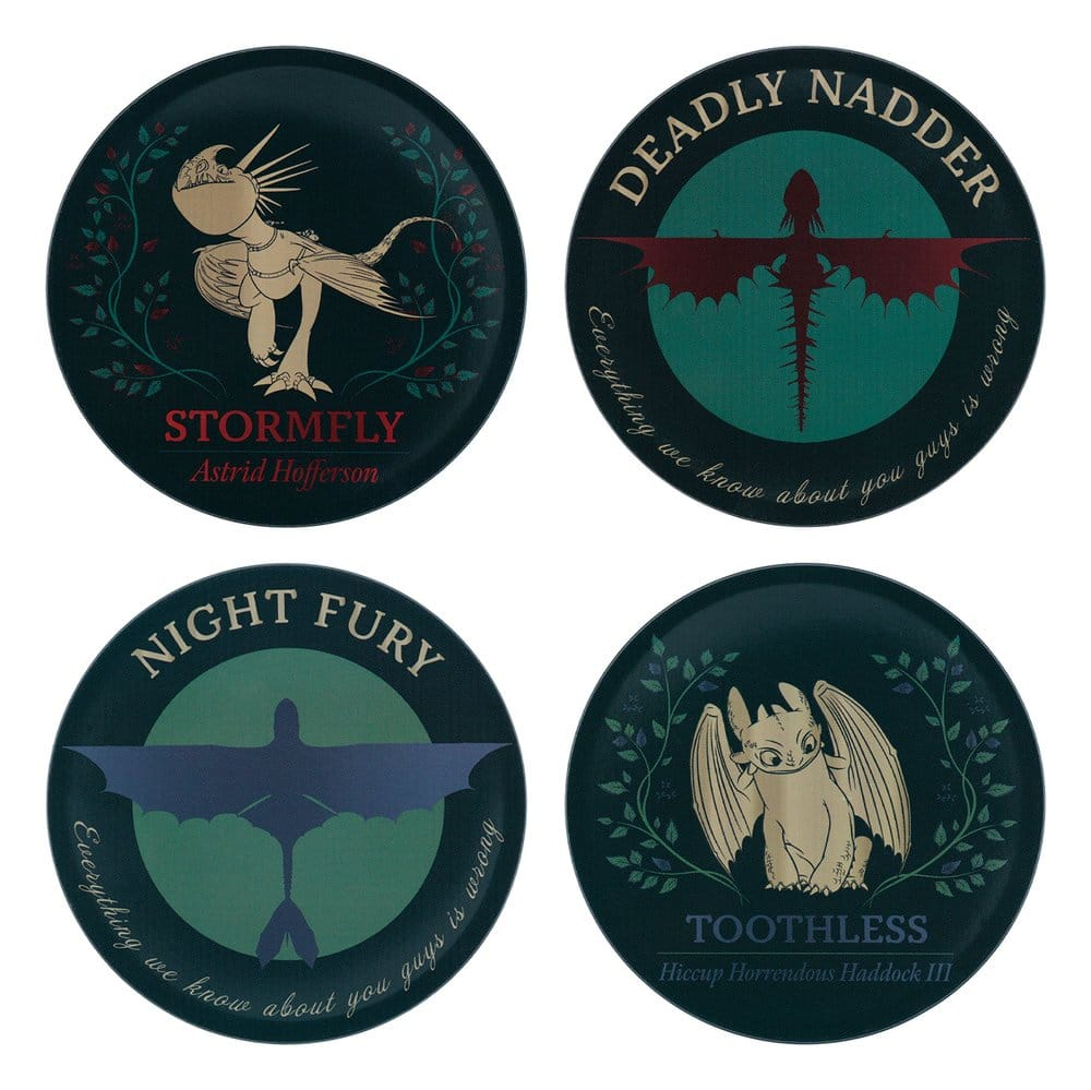 How to Train Your Dragon Coaster 4-Pack Dragon Printed Metal [9]