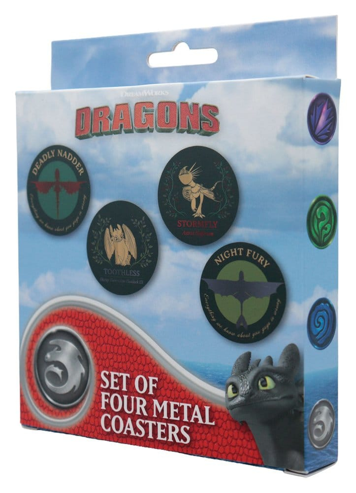 How to Train Your Dragon Coaster 4-Pack Dragon Printed Metal [4]