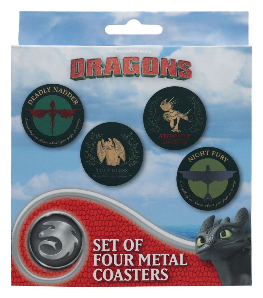 How to Train Your Dragon Coaster 4-Pack Dragon Printed Metal [6]