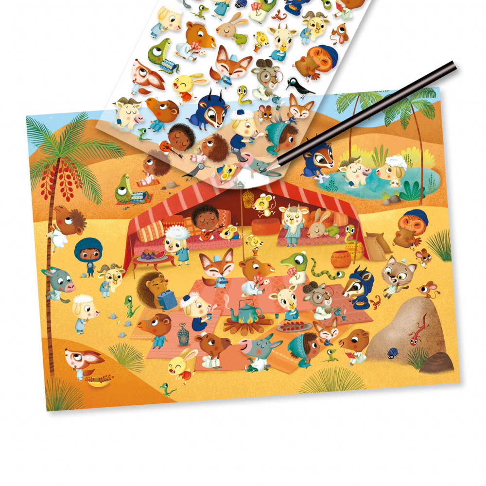 Joc creativ cu abtibilduri Savana, desert si Polul Nord, Djeco [2]