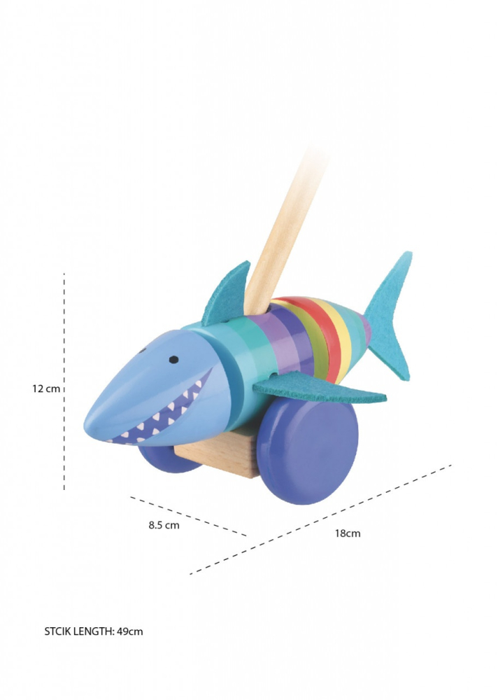 Jucarie de impins rechinul vesel, Orange Tree Toys [4]
