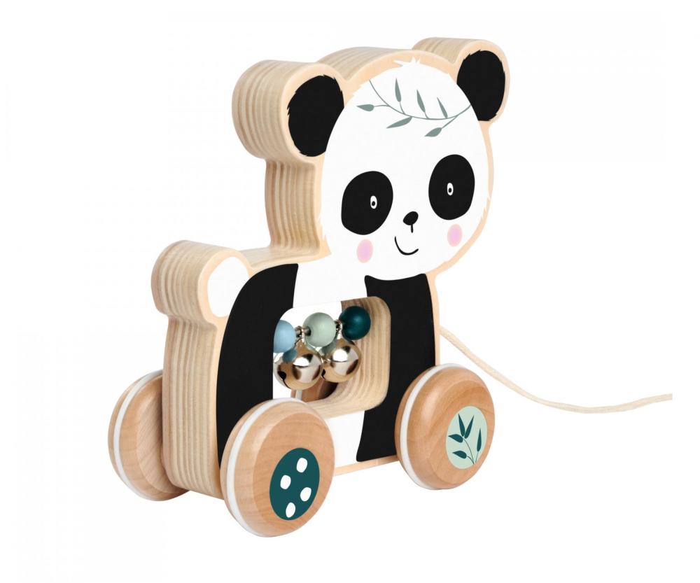 Jucarie de tras Panda din lemn Eichhorn cu clopotei [3]