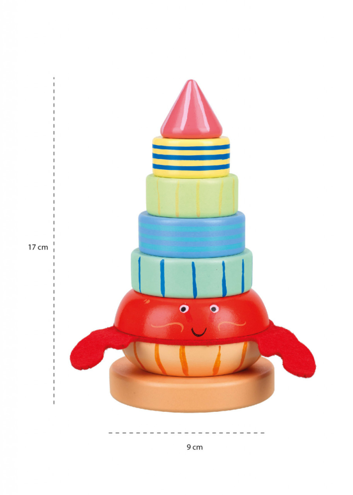Jucarie din lemn de stivuit cu crab, Orange Tree Toys [4]