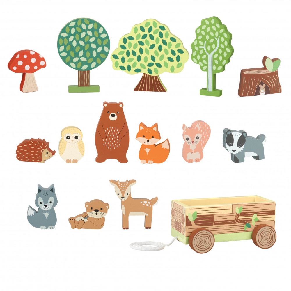 Jucarie Montessori Set cu piese din lemn animale de padure, Orange Tree Toys [5]