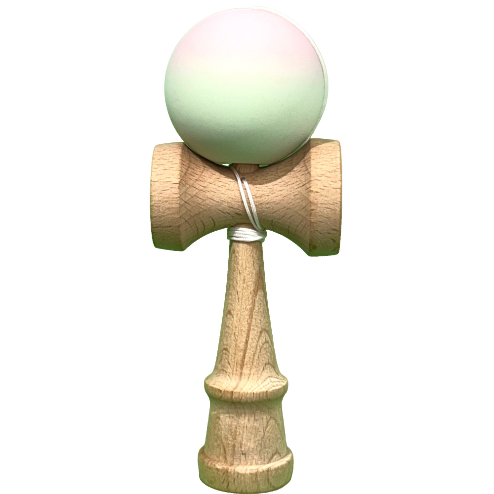 Kendama Flippy Profesionala – Lemn, 18 cm, Gradient Roz Deschis/Verde Deschis [3]