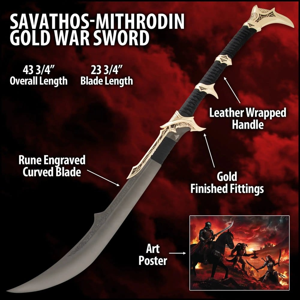 Kit Rae Swords of the Ancients Replica Savathos-Mithrodin War Sword Gold Version 111 cm [2]