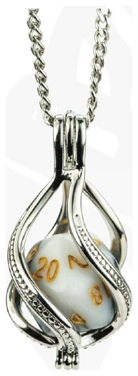 Lair Wear Caged Dice Necklace D20 Marble Black & White with Gold [2]