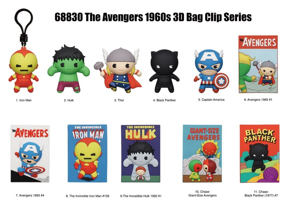 Marvel 3D PVC Bag Clips Series 1 Avengers 60th Comic Covers Blind Bag Display (24) [2]