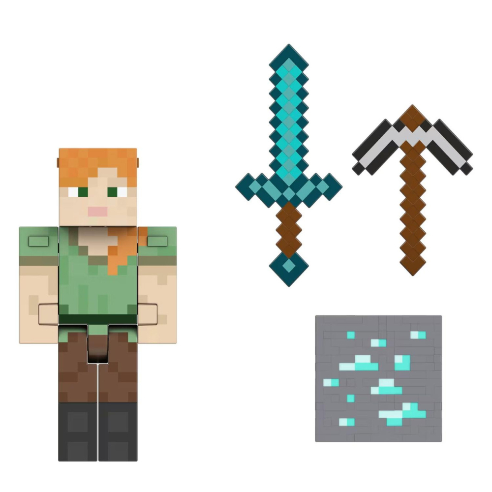 Minecraft Diamond Level Alex 14cm – Figurina Colectibila cu Accesorii Metalice [2]