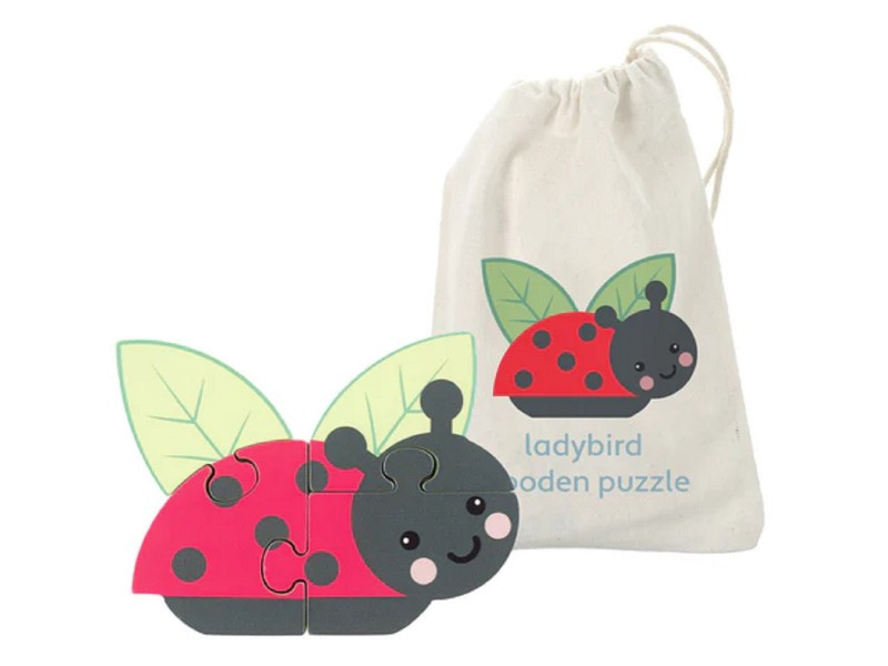 Mini puzzle din lemn buburuza 3D, Orange Tree Toys [3]