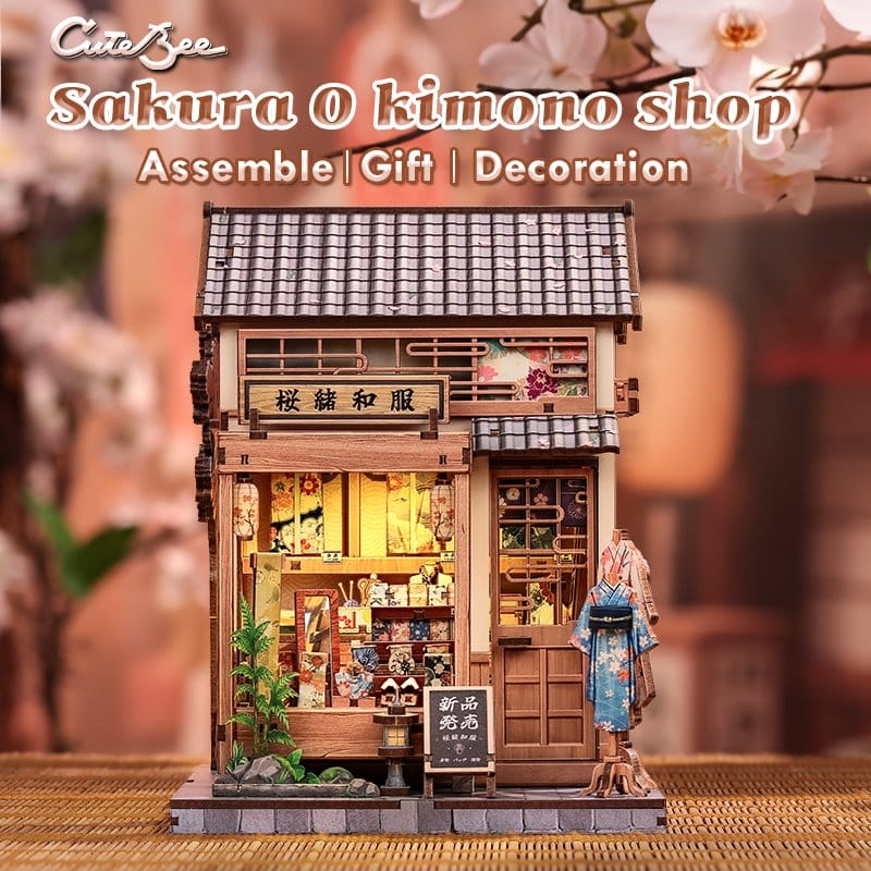 Miniature House Model Kit Sakura O Kimono Shop 19 x 14 cm [17]