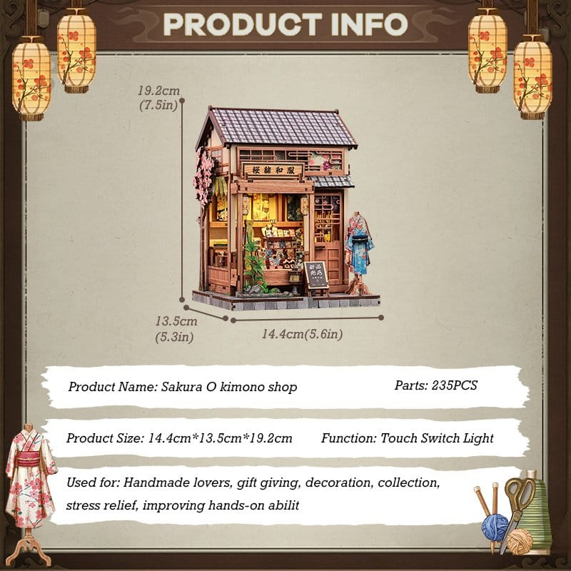 Miniature House Model Kit Sakura O Kimono Shop 19 x 14 cm [6]