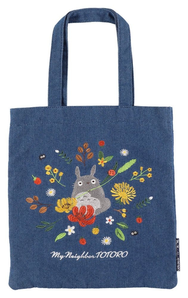 My Neighbor Totoro Tote Bag Denim Totoro & Flower Wreath [3]