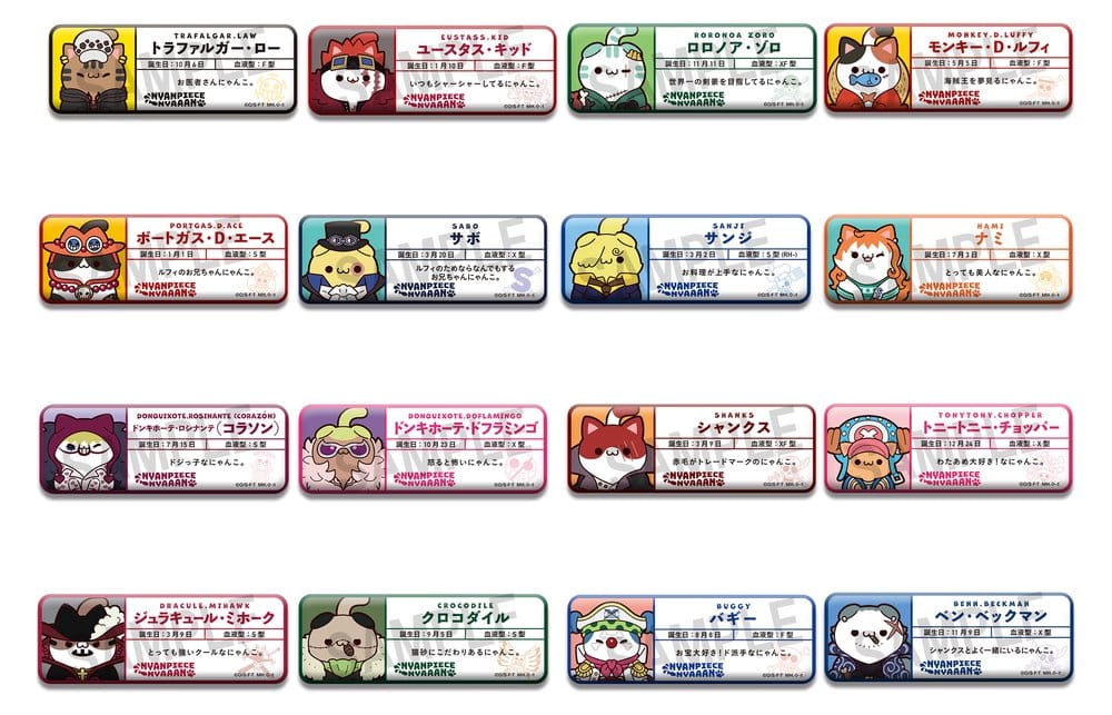 One Piece Mega Cat Project Metal Badges NyanPieceNyan! Name Collection 8 cm Blind Box Display (16) (Repeat) [2]