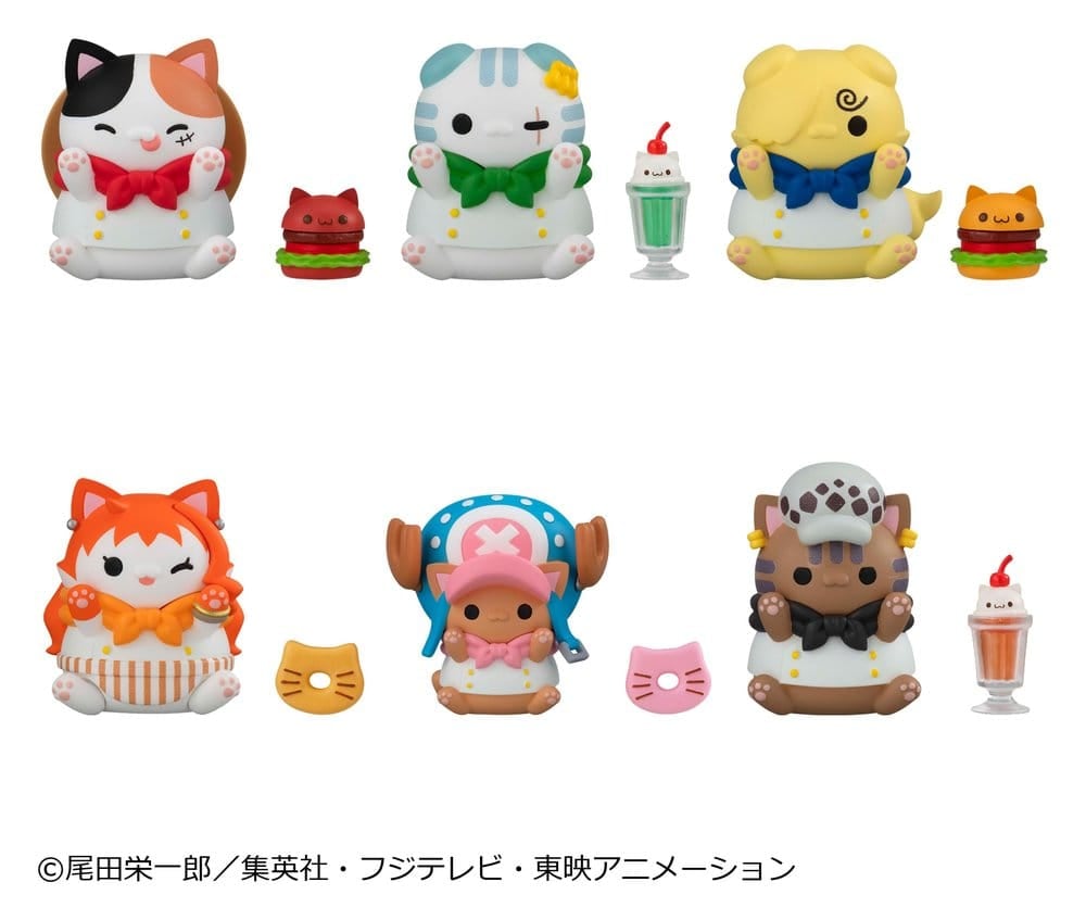 One Piece Mega Cat Project Mini Figures NyanPieceNyan! Diner! 3 cm Blind Box Display (6) [9]