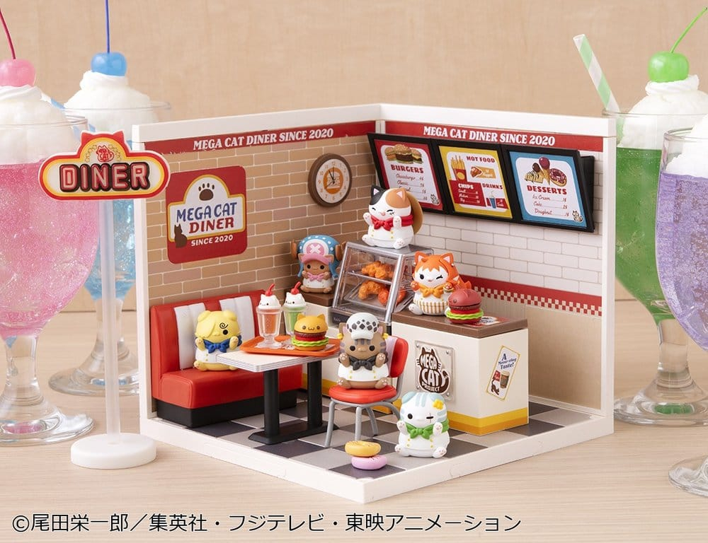 One Piece Mega Cat Project Mini Figures NyanPieceNyan! Diner! 3 cm Blind Box Display (6) [7]