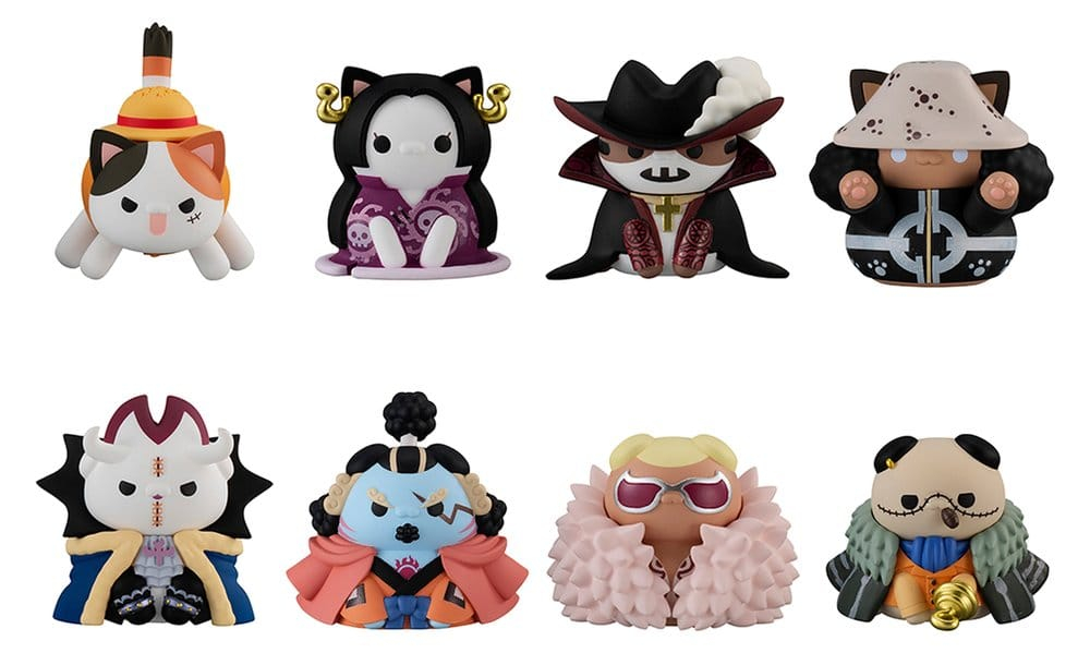 One Piece Mega Cat Project Nyan Piece Nyan! Luffy & the Seven Warlords of the Sea Mini Figures 3 cm Blind Box Display (8) (Repeat) [13]