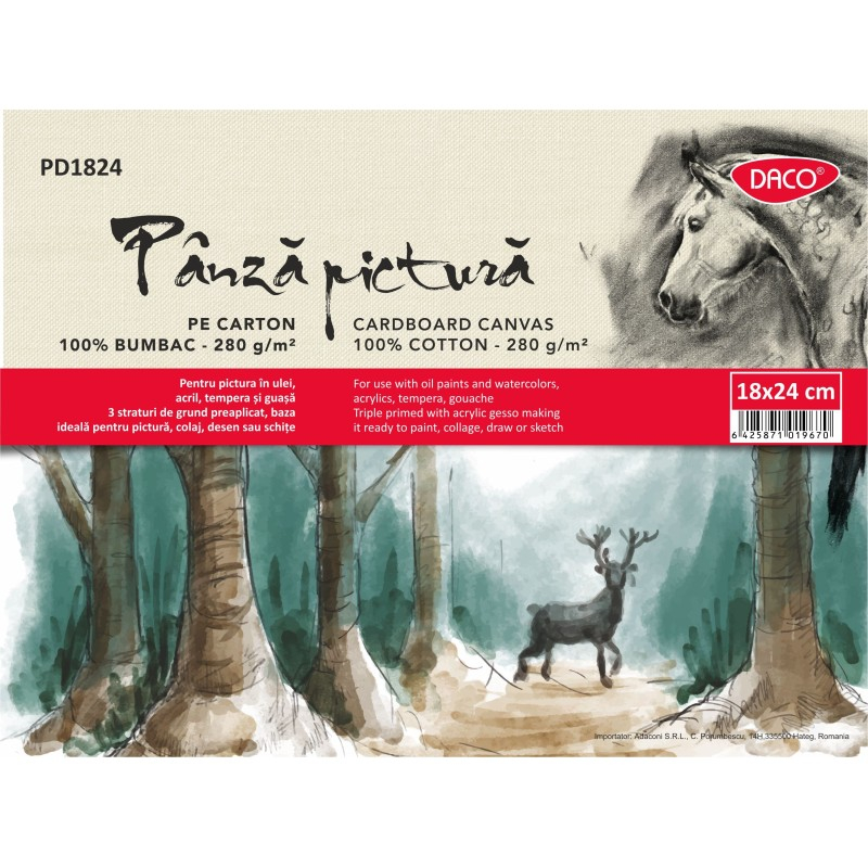 Panza pictura DACO 18x24 cm pe carton, 280 g/mp, bumbac 100% [1]