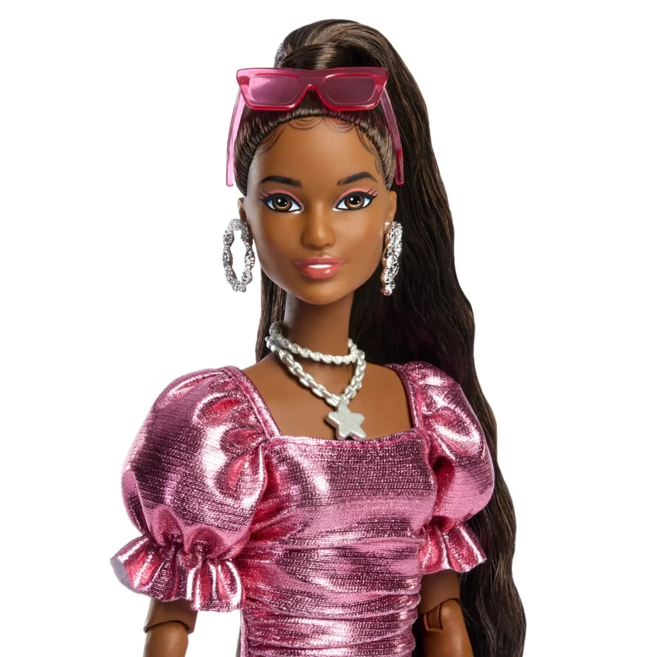 Papusa Barbie Deluxe Style cu Rochie Roz Metalizat Coral [5]