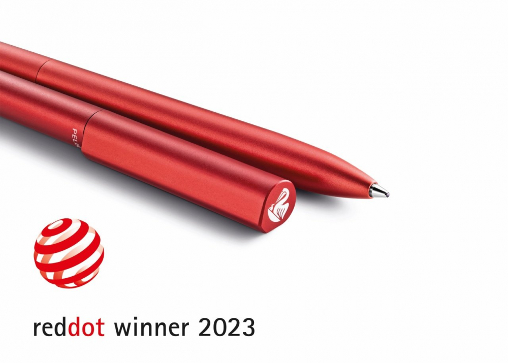Pix Pelikan Ineo Elements Fiery Red, design premiat, in cutie metalica cadou [2]