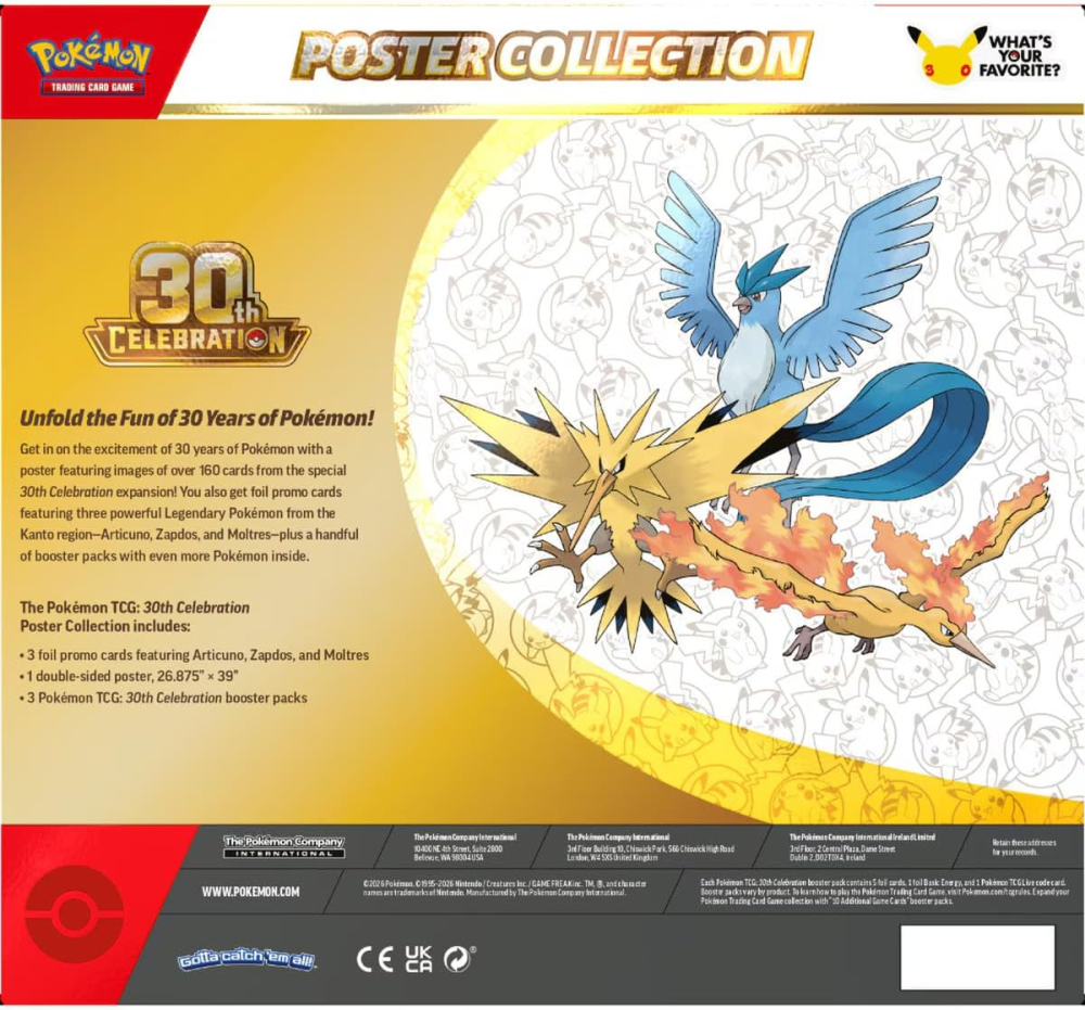 Pokemon TCG 30th Celebration Poster Collection - 3 Boostere + 3 Promo Cards [2]
