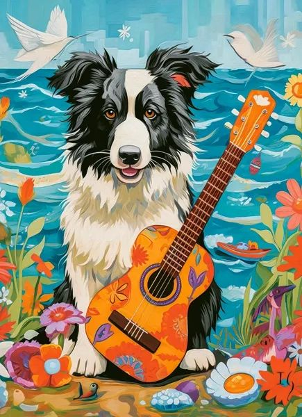 Puzzle 100 piese Collie, Guitar and the Sea 111268 Castorland [2]