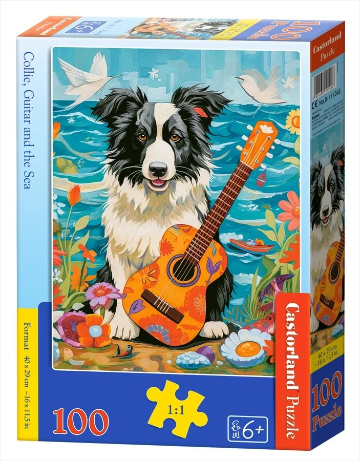 Puzzle 100 piese Collie, Guitar and the Sea 111268 Castorland [1]