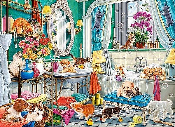 Puzzle 100 piese Crazy pet bath Castorland 111251 [2]