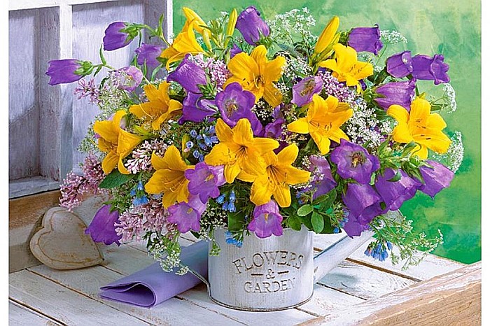 Puzzle 1000 piese Bouquet of Lilies and Bellflowers 104642 [2]