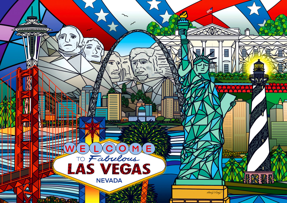 Puzzle 1000 piese Enjoy – American Landmarks Collage [2]