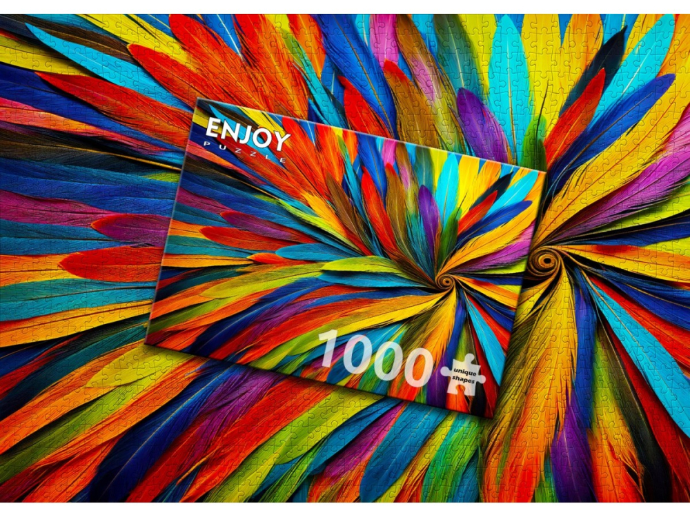 Puzzle 1000 piese Enjoy – Colorful Feathers [4]