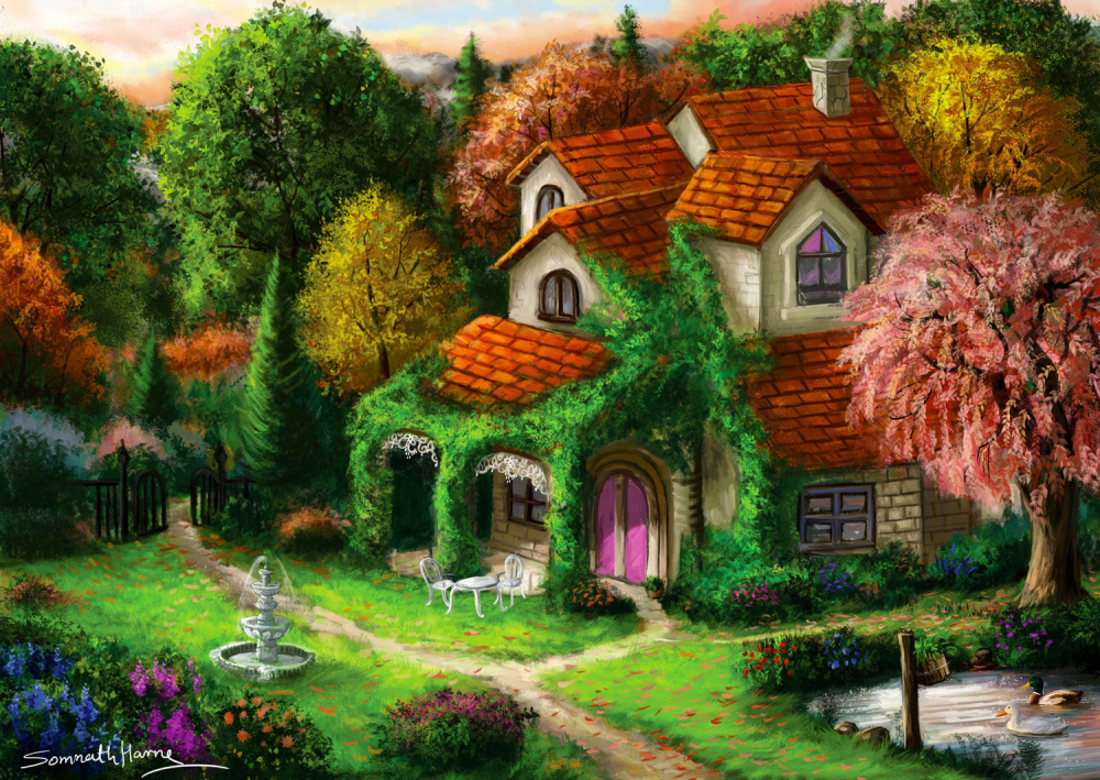 Puzzle 1000 piese Enjoy – Cottage in the Forrest [2]