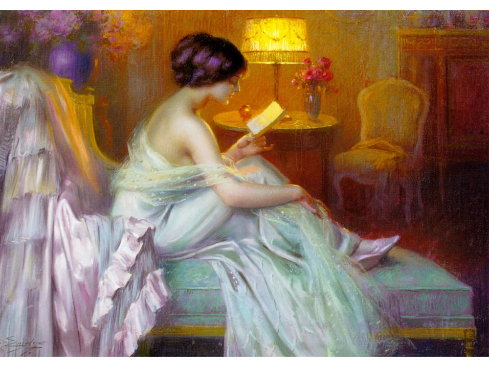 Puzzle 1000 piese Enjoy – Delphin Enjolras: Reading at Lamp Light [2]