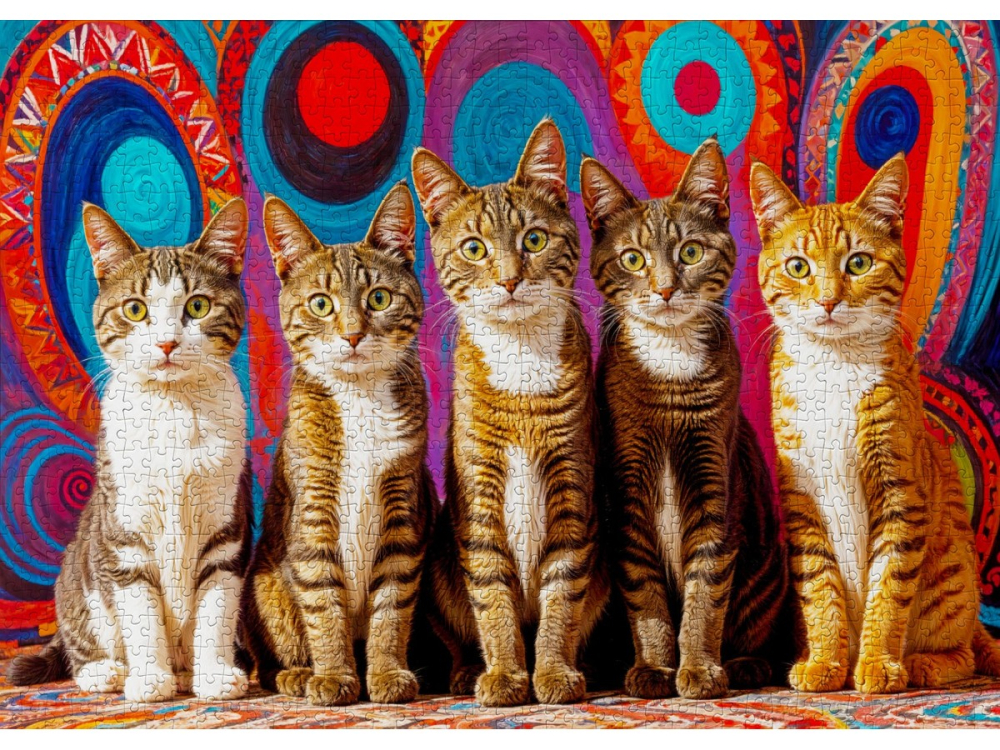 Puzzle 1000 piese ENJOY – Five Cats [2]