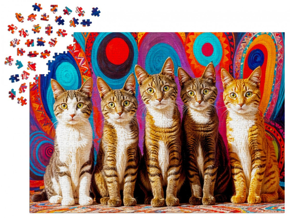Puzzle 1000 piese ENJOY – Five Cats [3]