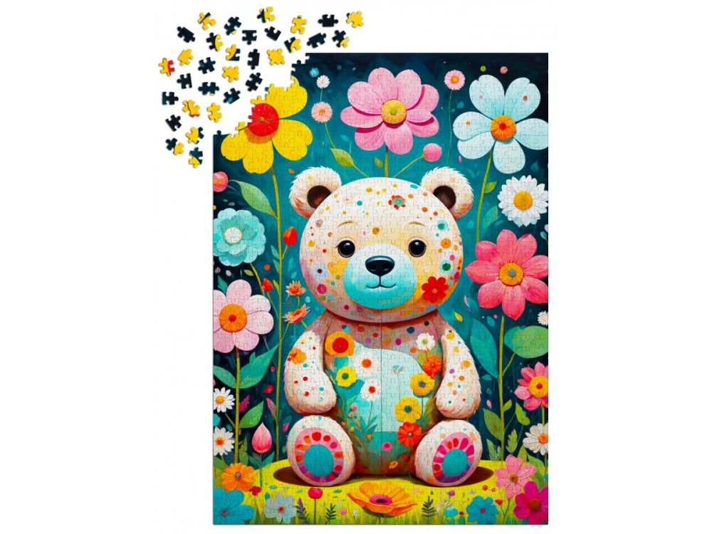 Puzzle 1000 piese Enjoy – Flower Teddy Bear [3]