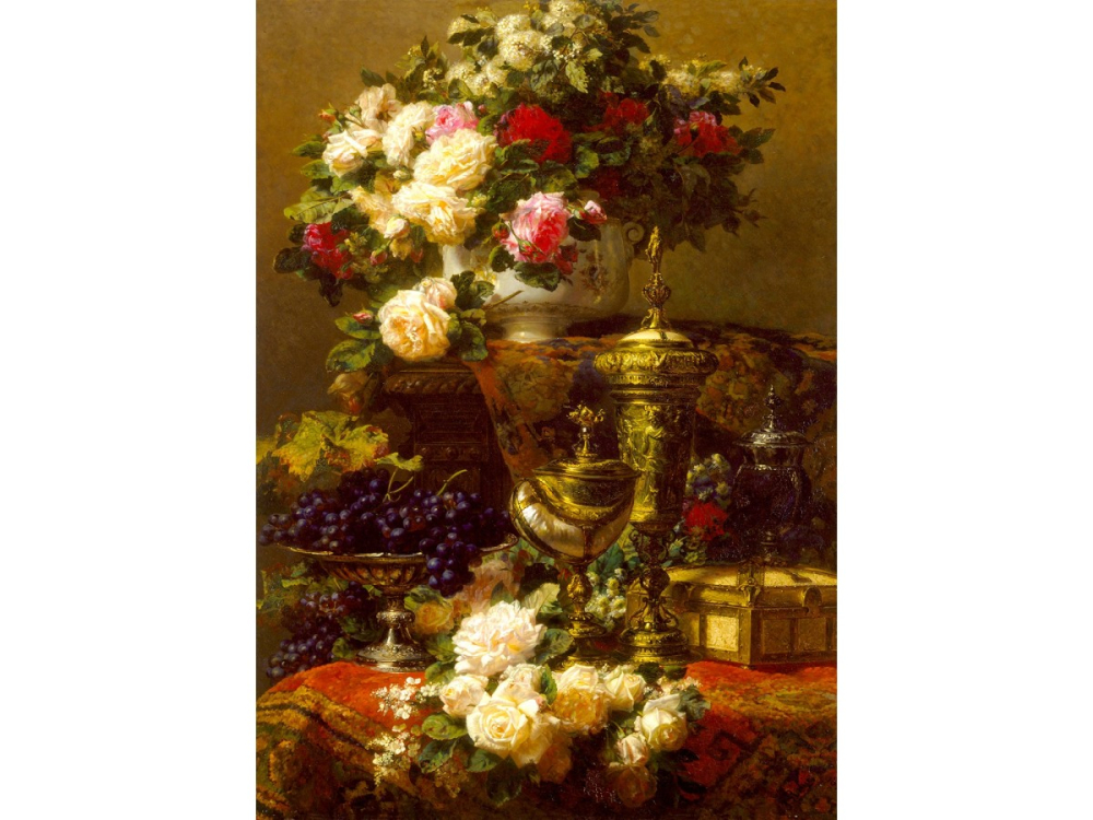 Puzzle 1000 piese Enjoy – Jean-Baptiste Robie: Flowers and Fruit [2]