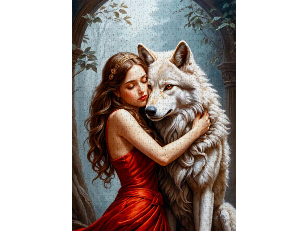 Puzzle 1000 piese Enjoy – Lady and the Wolf [2]