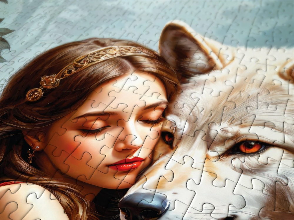 Puzzle 1000 piese Enjoy – Lady and the Wolf [5]