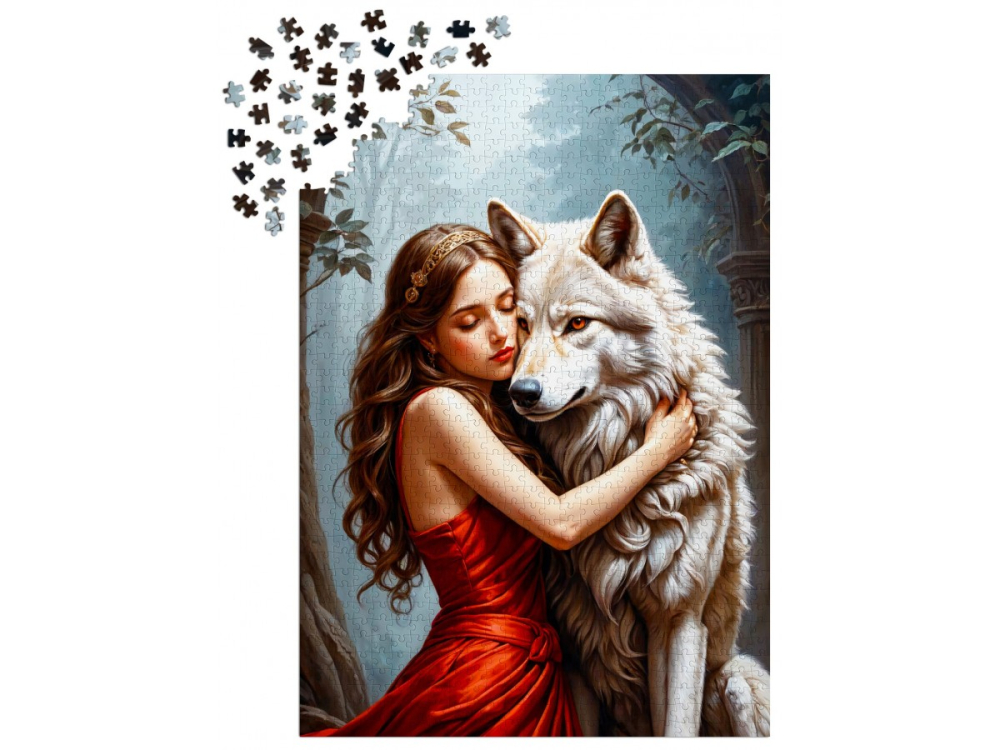 Puzzle 1000 piese Enjoy – Lady and the Wolf [3]