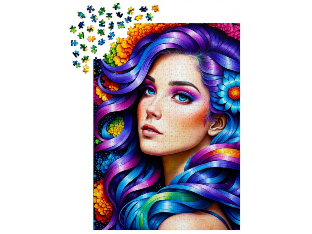 Puzzle 1000 piese Enjoy – Rainbow Flower Portrait [3]