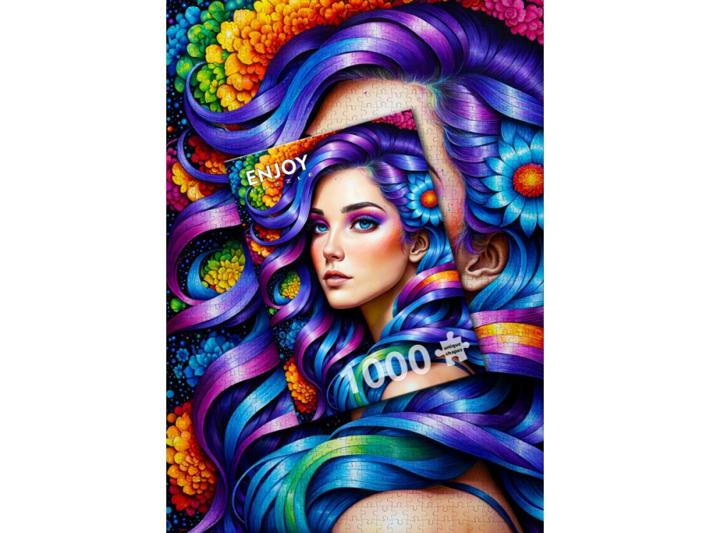 Puzzle 1000 piese Enjoy – Rainbow Flower Portrait [4]