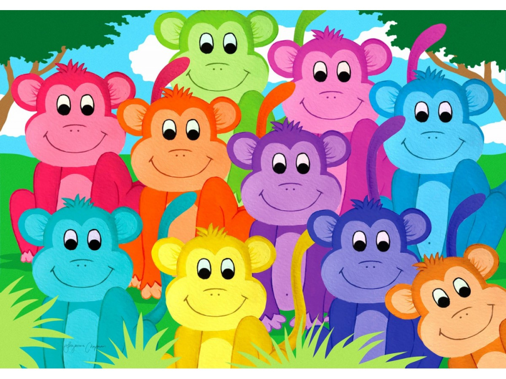 Puzzle 1000 piese Enjoy – Rainbow Monkeys [2]