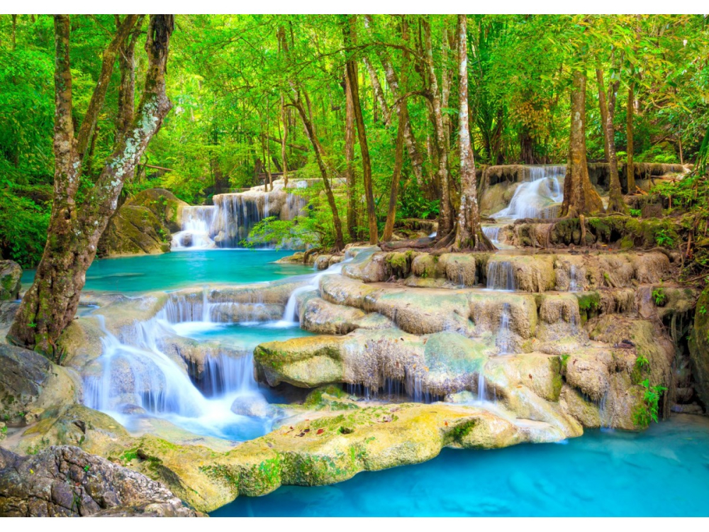 Puzzle 1000 piese Enjoy – Turquoise Waterfall, Thailand [2]