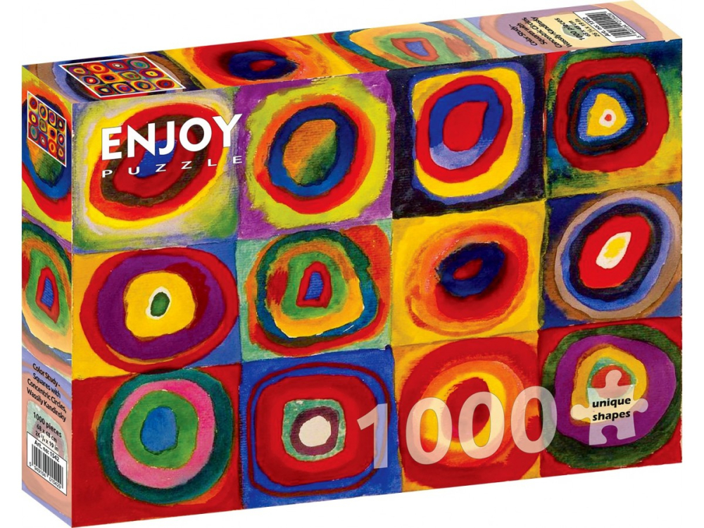 Puzzle 1000 piese Enjoy – Wassily Kandinsky: Color Study, Squares with Concentric Circles [1]